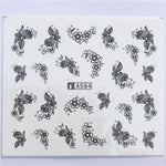 YZWLE 32 Styels Beauty DIY Black Lace Flower Sticker Nail Art Decals for Women Tips Water Transfer Accessory