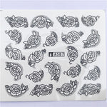 YZWLE 32 Styels Beauty DIY Black Lace Flower Sticker Nail Art Decals for Women Tips Water Transfer Accessory
