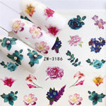 WUF 1 Sheets 2020 DIY Designer Water Transfer Tips Nail Art Pink Rose Flower Sticker Decals Women Beauty Wedding Nails