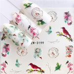 WUF 1 Sheets 2020 DIY Designer Water Transfer Tips Nail Art Pink Rose Flower Sticker Decals Women Beauty Wedding Nails