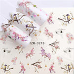 WUF 1 Sheets 2020 DIY Designer Water Transfer Tips Nail Art Pink Rose Flower Sticker Decals Women Beauty Wedding Nails