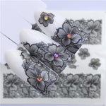 WUF 1 Sheets 2020 DIY Designer Water Transfer Tips Nail Art Pink Rose Flower Sticker Decals Women Beauty Wedding Nails