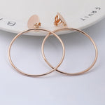Simple Fashion Gold Silver Plated Geometric Big Round No Pierced Clip Earring for No Ear Hole Women Big Hollow Ear Clips Jewelry