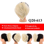 LUPU Messy Scrunchies Donut Chignon Synthetic Hair Bun Straight Elastic Band Hair Extensions Heat Resistant Hairpieces For Women