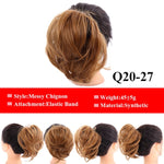 LUPU Messy Scrunchies Donut Chignon Synthetic Hair Bun Straight Elastic Band Hair Extensions Heat Resistant Hairpieces For Women