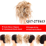 LUPU Messy Scrunchies Donut Chignon Synthetic Hair Bun Straight Elastic Band Hair Extensions Heat Resistant Hairpieces For Women