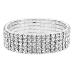 Silver Stretchy 1/2/3/4/5 Rows Bracelet Anklet Ankle chain Diamante RhinestonesFoot JewelryCrystal Bracelet