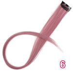 Vigorous Long Straight Clip In One Piece Hair Extensions 20 Inch Synthetic Two Tone Fake Hair for Women Girls