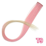 Vigorous Long Straight Clip In One Piece Hair Extensions 20 Inch Synthetic Two Tone Fake Hair for Women Girls