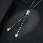 2020 NEW High Quality Fashion Metal Long Tassel Rhinestone Crystal Pearl Long Chain Necklace Sweater Patry Necklace Jewelry