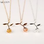 MQCHUN 3D Rose Necklace flower Custom Charm Necklace Final Rose Beauty and the Beast Jewelry Women Girls Party Gift dropshipping
