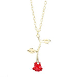 MQCHUN 3D Rose Necklace flower Custom Charm Necklace Final Rose Beauty and the Beast Jewelry Women Girls Party Gift dropshipping