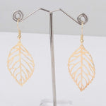 2019 new beautiful metal hollow leaf earrings small fresh Korean   simple