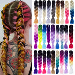 SHANGKE Synthetic Kanekalon Pink Purple Blue Blonde Ombre Color Jumbo Crochet Hair Braid Braiding Hair Extension Women bulk hair