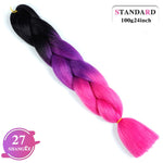 SHANGKE Synthetic Kanekalon Pink Purple Blue Blonde Ombre Color Jumbo Crochet Hair Braid Braiding Hair Extension Women bulk hair