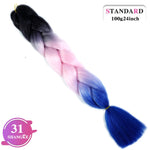 SHANGKE Synthetic Kanekalon Pink Purple Blue Blonde Ombre Color Jumbo Crochet Hair Braid Braiding Hair Extension Women bulk hair