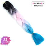 SHANGKE Synthetic Kanekalon Pink Purple Blue Blonde Ombre Color Jumbo Crochet Hair Braid Braiding Hair Extension Women bulk hair