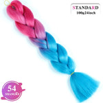 SHANGKE Synthetic Kanekalon Pink Purple Blue Blonde Ombre Color Jumbo Crochet Hair Braid Braiding Hair Extension Women bulk hair