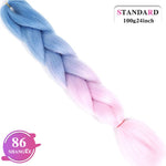 SHANGKE Synthetic Kanekalon Pink Purple Blue Blonde Ombre Color Jumbo Crochet Hair Braid Braiding Hair Extension Women bulk hair