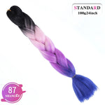SHANGKE Synthetic Kanekalon Pink Purple Blue Blonde Ombre Color Jumbo Crochet Hair Braid Braiding Hair Extension Women bulk hair